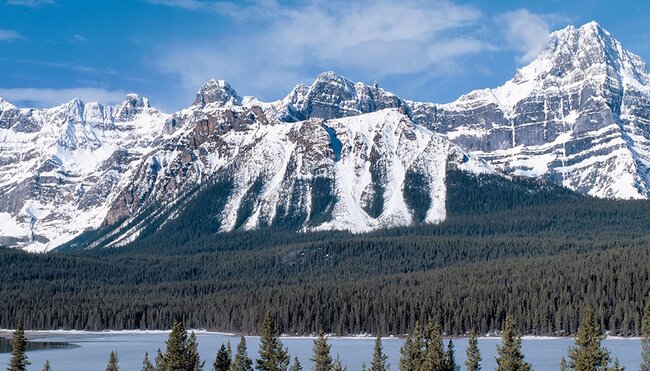 Panoramic of the scenic Rocky Mountains, located in British Columbia