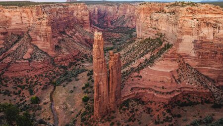 Spider Rock, a towering sandstone spire in Canyon de Chelly, Arizona, USA