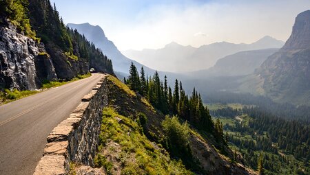 Road and Tunnel with Valley View, Glacier National Park, USA