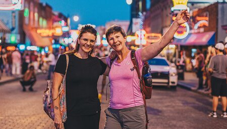 Travellers loving Beale Street in Memphis, USA