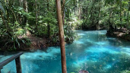 The glistening Raja Ampat Blue River in Indonesia