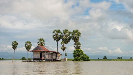 Floating house in Lake Tempe in Sulawesi, Indonesia