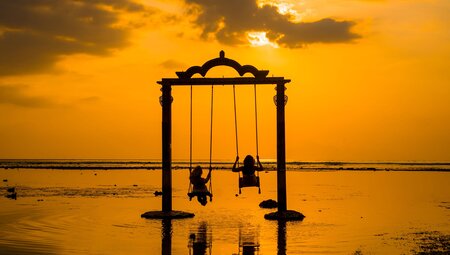 indonesia gili island trawangan girls swing sunset