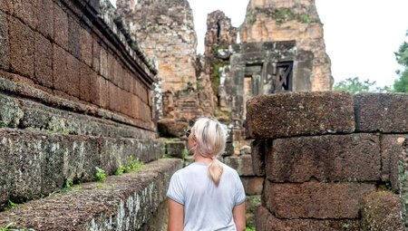 Traveller wanders through Angkor Wat