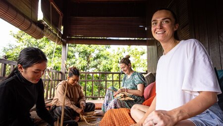 Some time learning to weave baskets at the Rokkhak Women Handicraft Centre