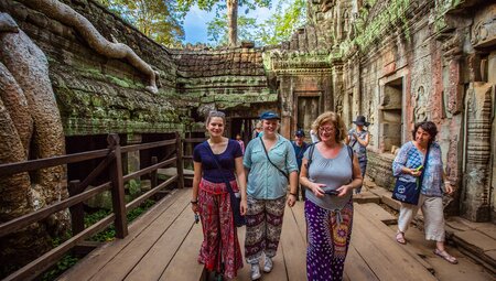 Group exploring Angkor Wat on Cambodia Real Food Adventure