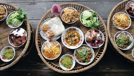 A traditional Chiang Mai meal called a Khantoke, found in Thailand