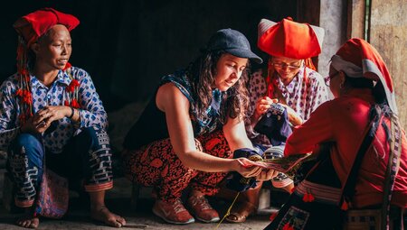 Intrepid traveller learning from locals in northern Vietnam