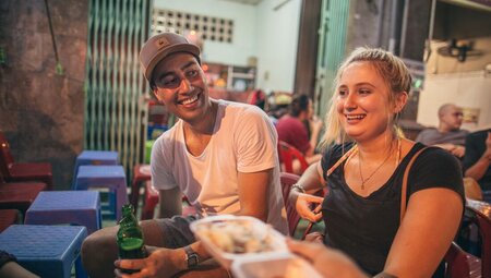 Enjoy a drink with the rest of your 18 to 29s Intrepid group in Vietnam