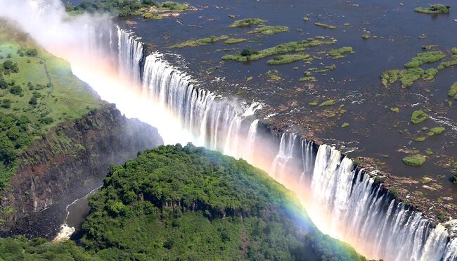 Zimbabwe - Victoria Falls aerial view rainbow