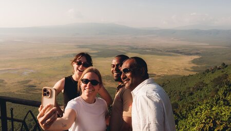 Quick selfie at the top of the world at the rim of Ngorongoro Crater