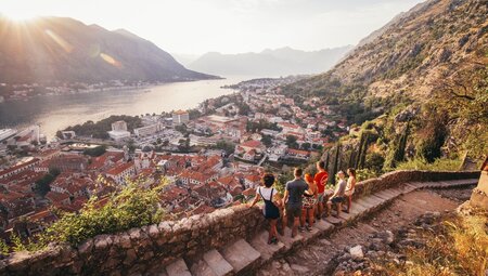 Intrepid travellers enjoing the sunset in Kotor - Montenegro
