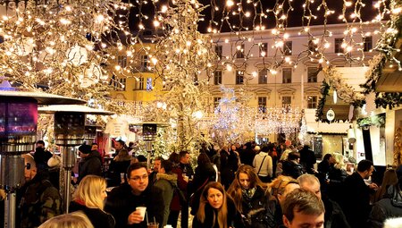 Croatia, Zagreb, Christmas Market, Night Lights