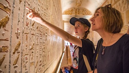 Inside the halls of the tomb of Ramses II in the Valley of the Kings
