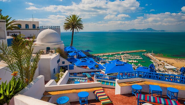 View of Sidi Bouu Said harbour and beach