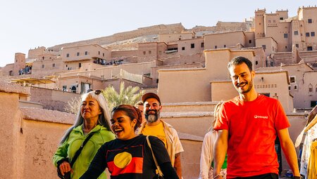 Travellers in Air Benhaddou, Morocco