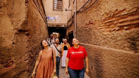 The ancient streets of Marrakech's medina will find you looking up in wonder