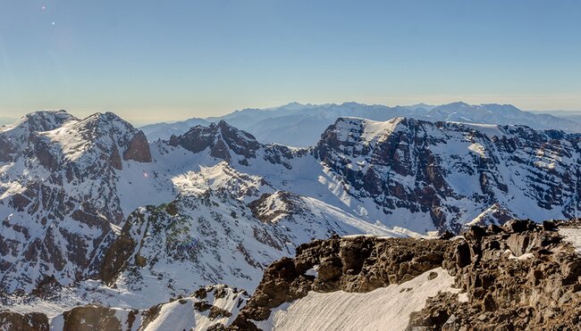 Panorama of the High Atlas Mountains including Mt Toubkal, Morocco