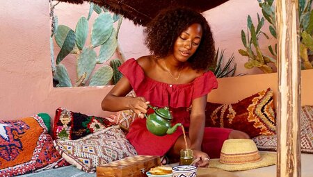 Morocco fes girl with tea