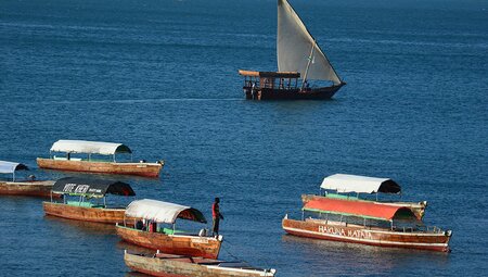 Fishing boats off the coast of Zanzibar