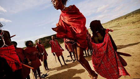 Adumu, the Maasai jumping dance, in Tepesua village in Loita Hills