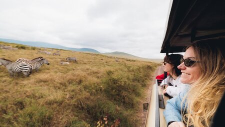 Looking out over a zebra herd in Ngorongoro Crater