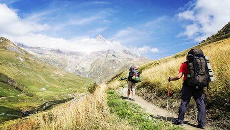 Hikers trekking the Tour du Mont Blanc trail