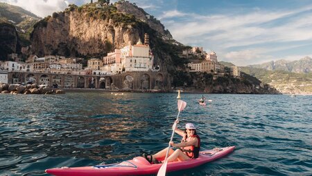 Kayaking off Atrani on Italy's Amalfi Coast