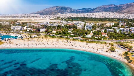 Gylfada town and beach in the Athens Riviera