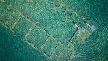 Snorkelling over the sunken city of Epidauros off the coast of Greece