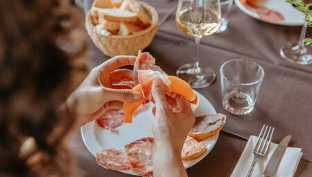 Prosciutto wrapped melon in Italy