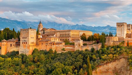 Alhambra Palace in morning light in Granada, Spain