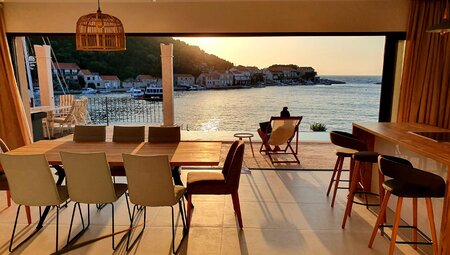 Lastovo Island Feature Stay: Lounging in common area during golden hour