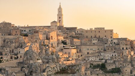 village of Matera during a beautiful sunrise, Italy