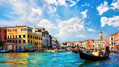 ZMPY - Colourful view of the Grand Canal gondolas in Venice, Italy