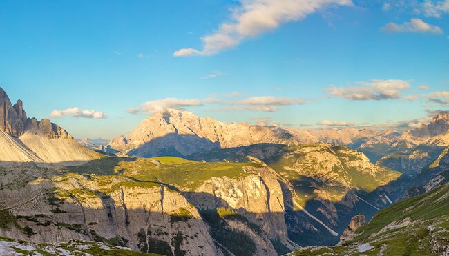 Panorama of the Tre Come di Lavaredo peaks