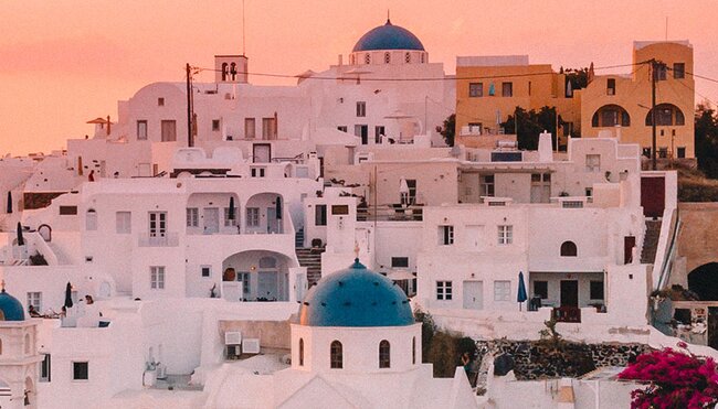A sunset view over Santorini