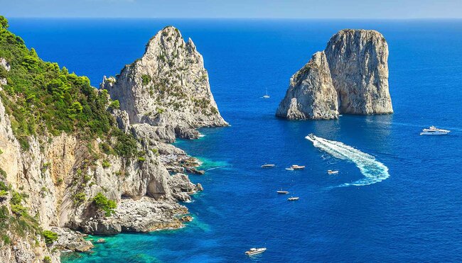 Stunning views from Capri on the Amalfi coast, Italy