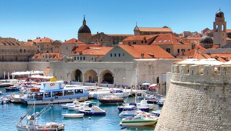 Sailing boats in Dubrovnik harbour, Croatia