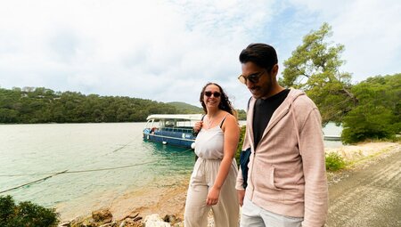 Young travellers exploring the island of Mljet off the Dalmation Coast in Croatia