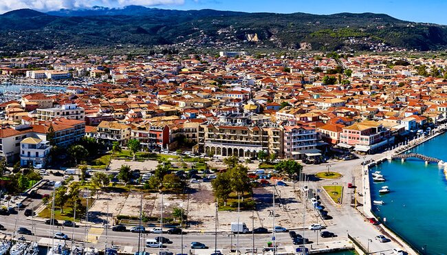 Panorama of Lefkada harbour, Greece
