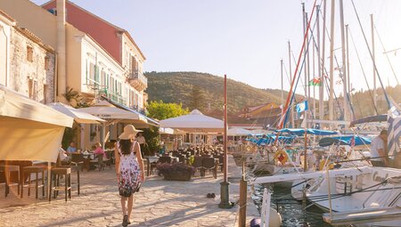 Walking in Kefalonia harbour, Greece