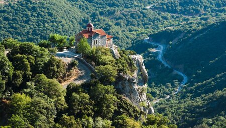 Timios Prodromos Monastery overlooking the valleys of Arcadia