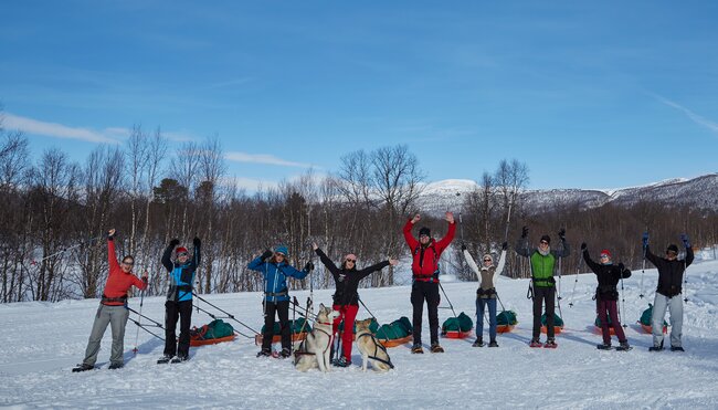 Gruppenbild mit Huskys