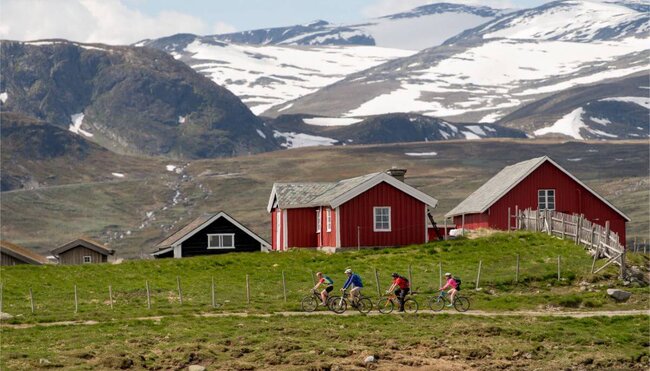 Mit dem E-Bike auf dem Mjølkevegen bei Jotunheimen