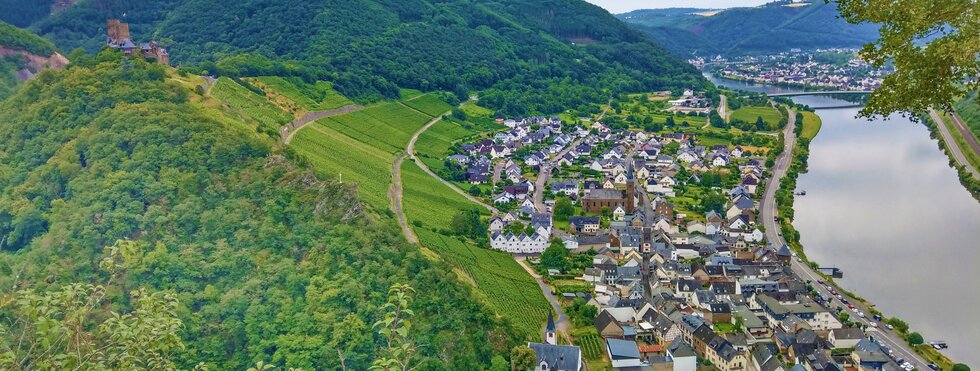 Mosel Fluss und Burg Thurant