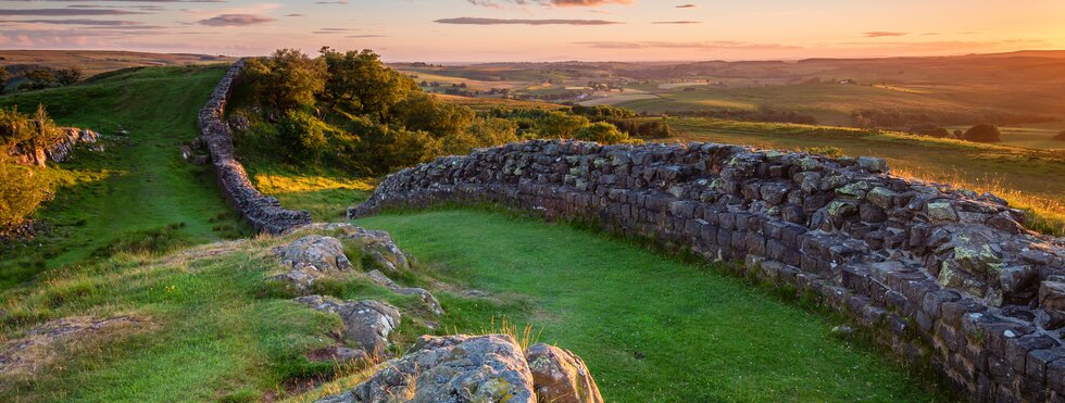 Hadrians Wall bei Sonnenuntergang