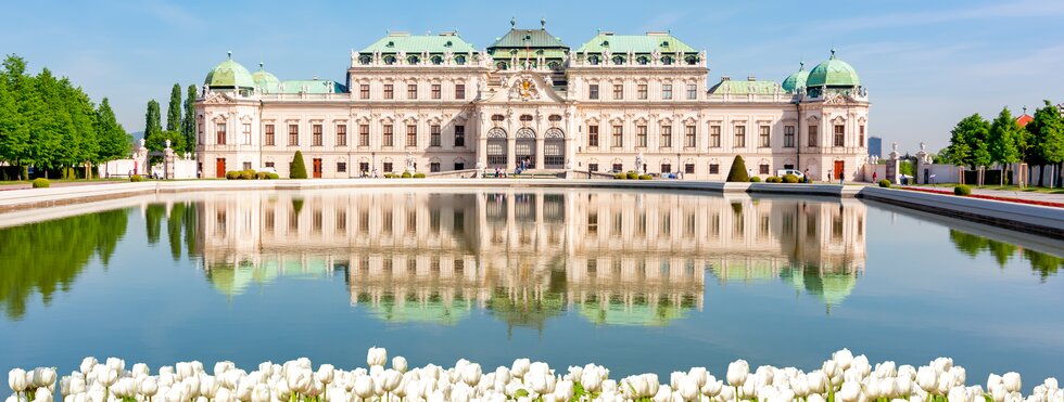 Oberer Belvedere Palast und Gärten im Frühjahr in Wien
