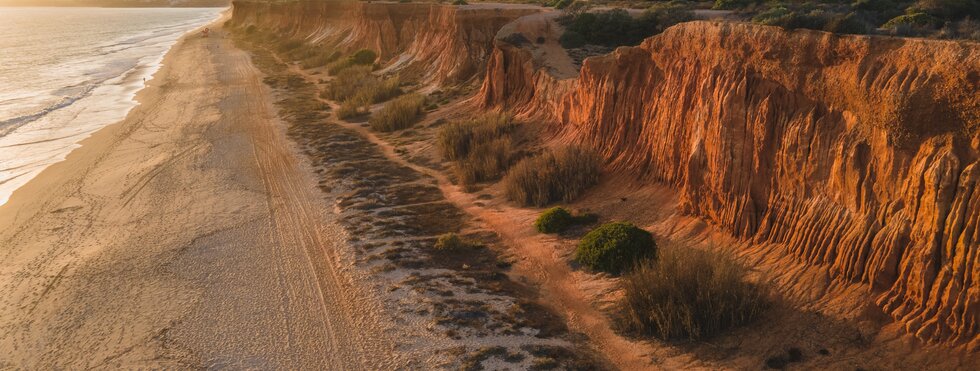 Luftbils Praia Falesia, Algarve