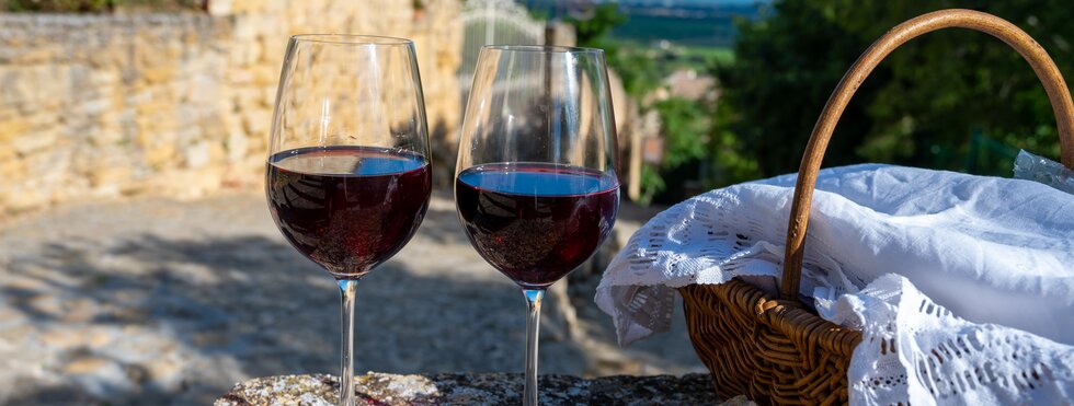 Weingläser in Chateauneuf du Pape